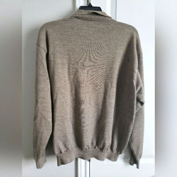 Brandini L Mens Sweater Merino Wool Green Made In Italy Long Sleeve Pullover - Picture 2 of 13